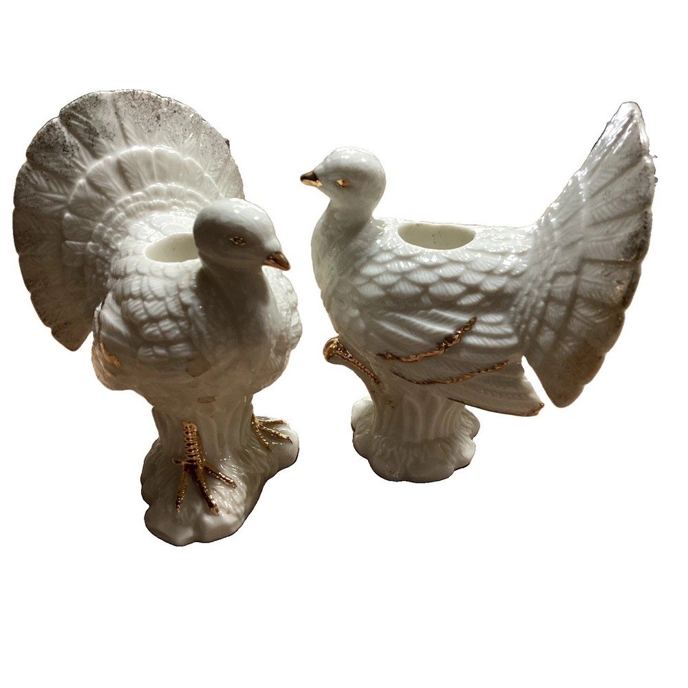 Vintage Mikasa Holiday Elegance Turkey Candle Holder Porcelain Thanksgiving 5"